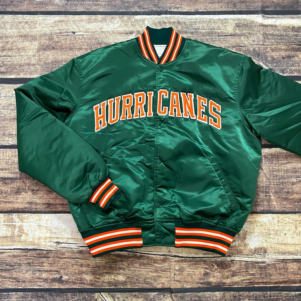 ❌SOLD❌ Vintage Miami Hurricanes STARTER Jacket Size XL Stitched Satin Coat NCAA